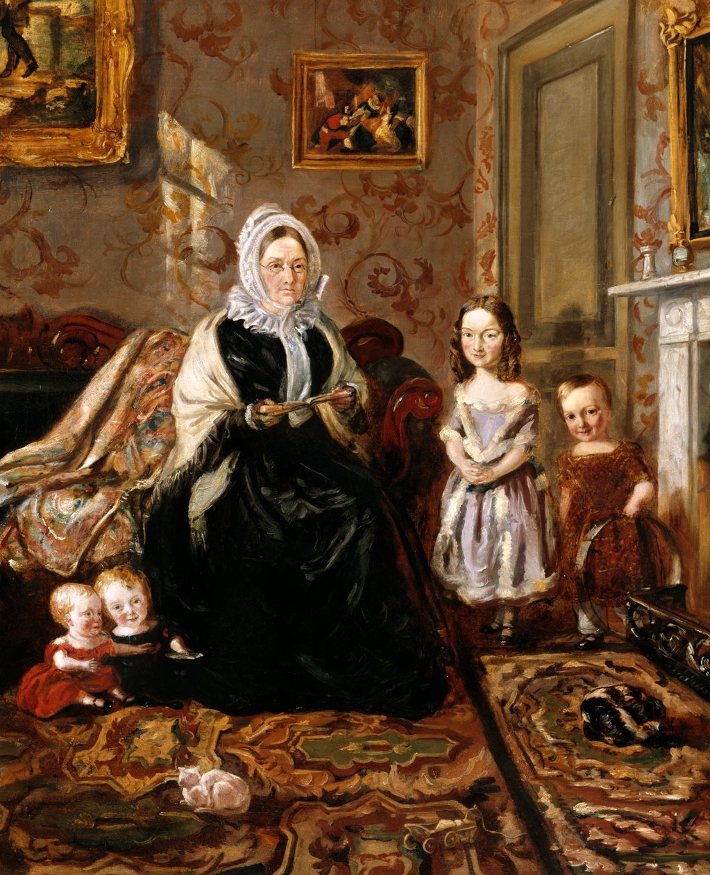 Group Portrait of Henry Clark s Mother in Law Mrs Davies and Four of His Children in the Drawing Room of His Home 186 High Street Homerton c.1846