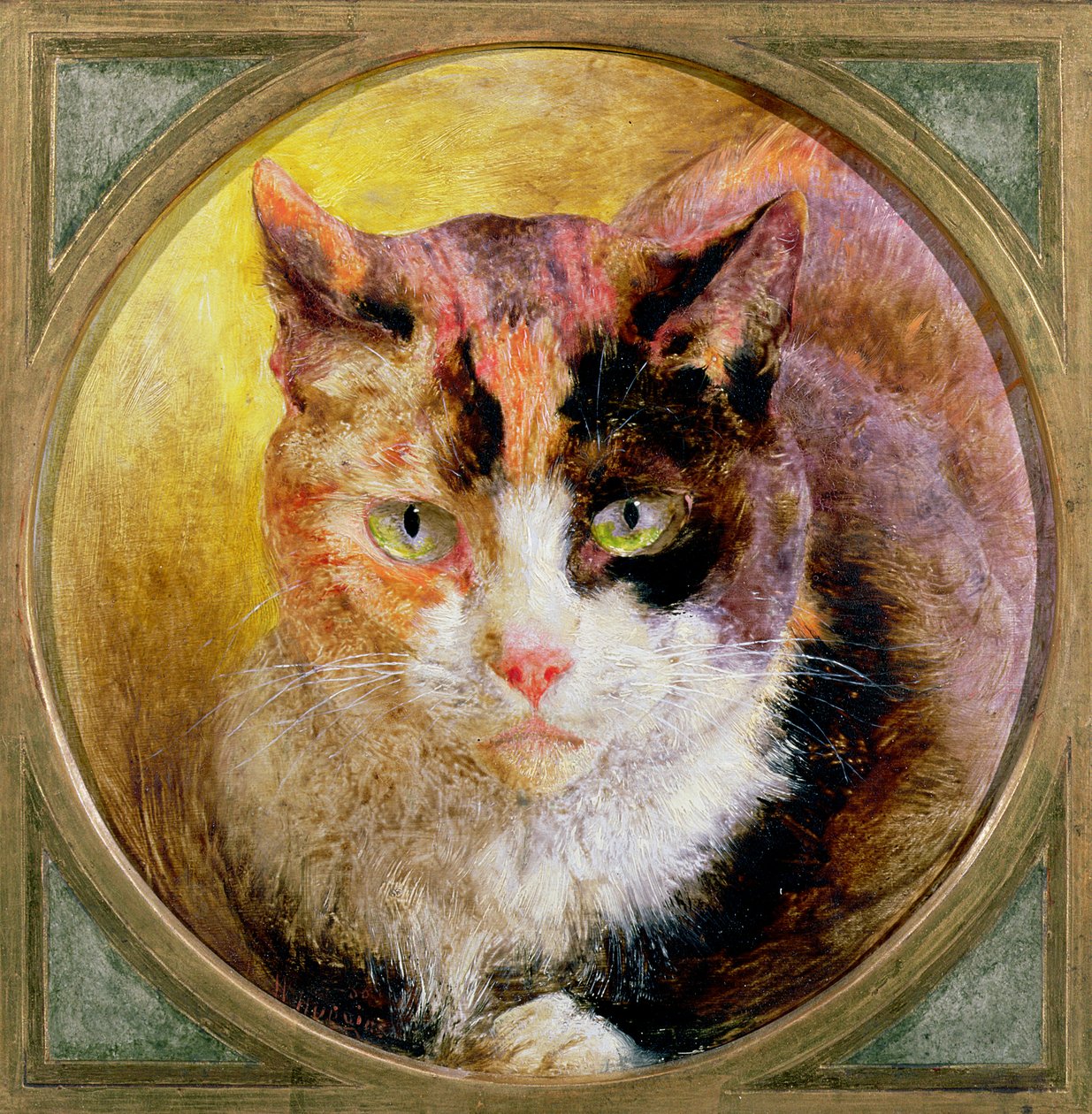 A Head Study of a Tortoiseshell Cat by William Huggins