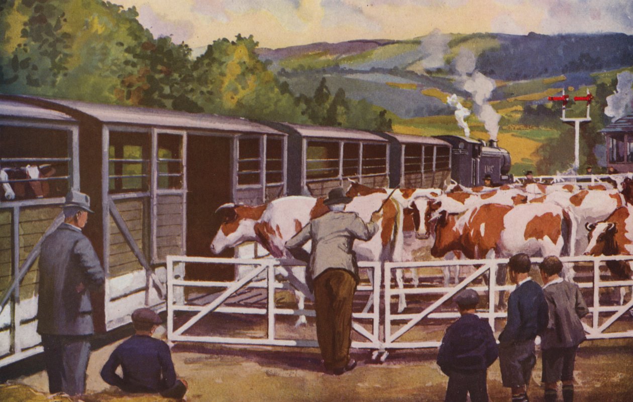A Cattle Train Loading at a Country Station by William John Patton McDowell