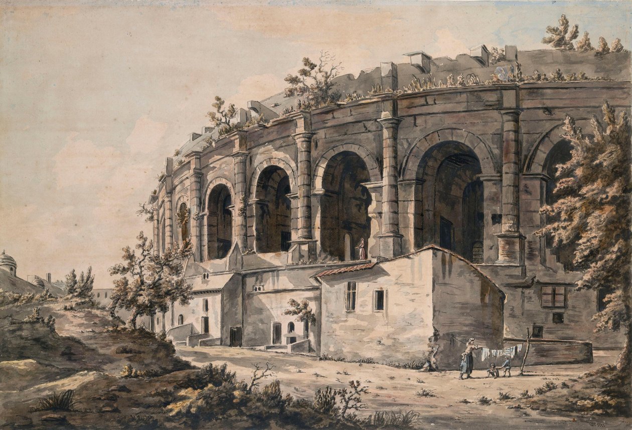 The Amphitheatre at Nimes, Southern France by William Marlow