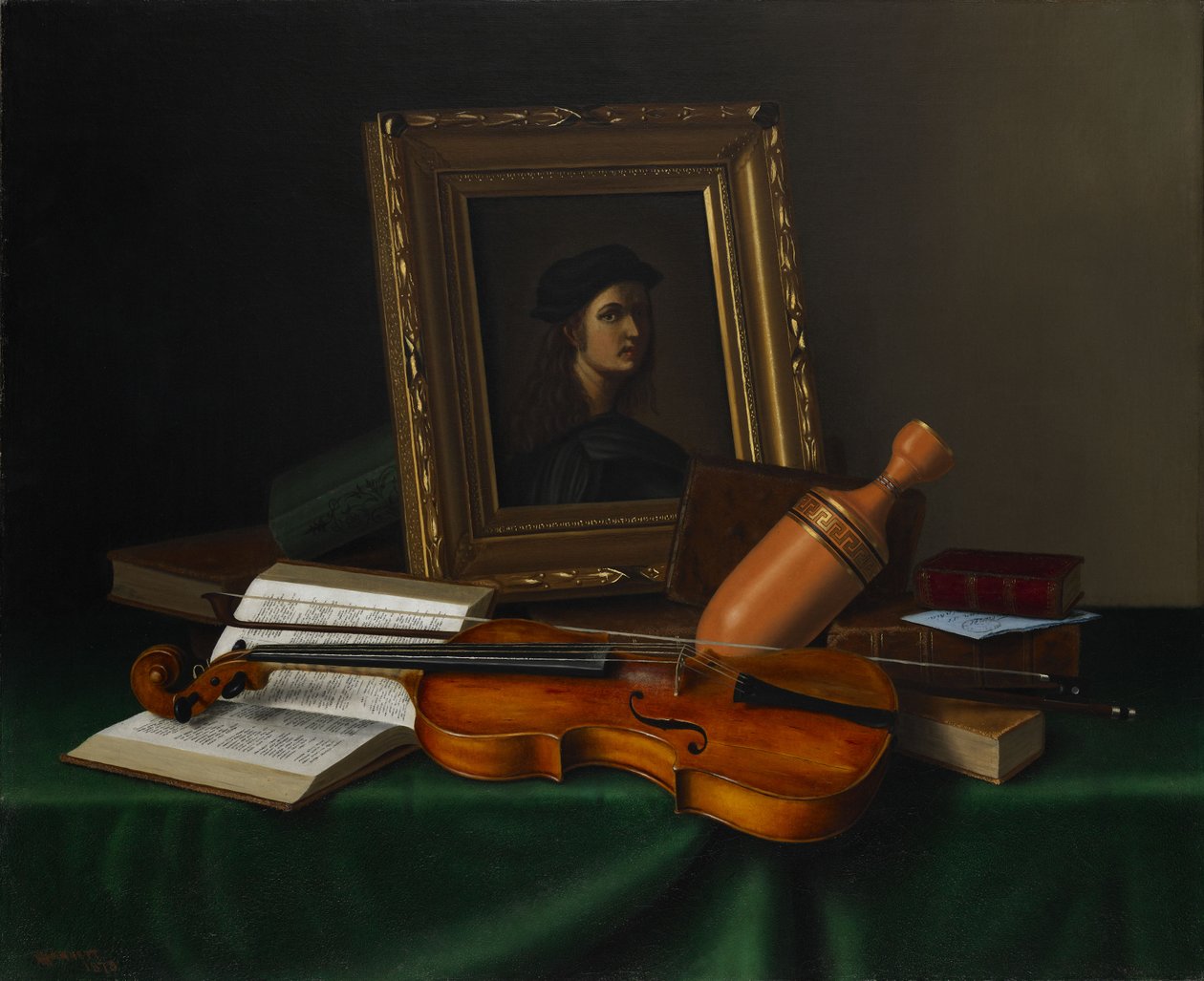 Still Life with Portrait by Raphael by William Michael Harnett