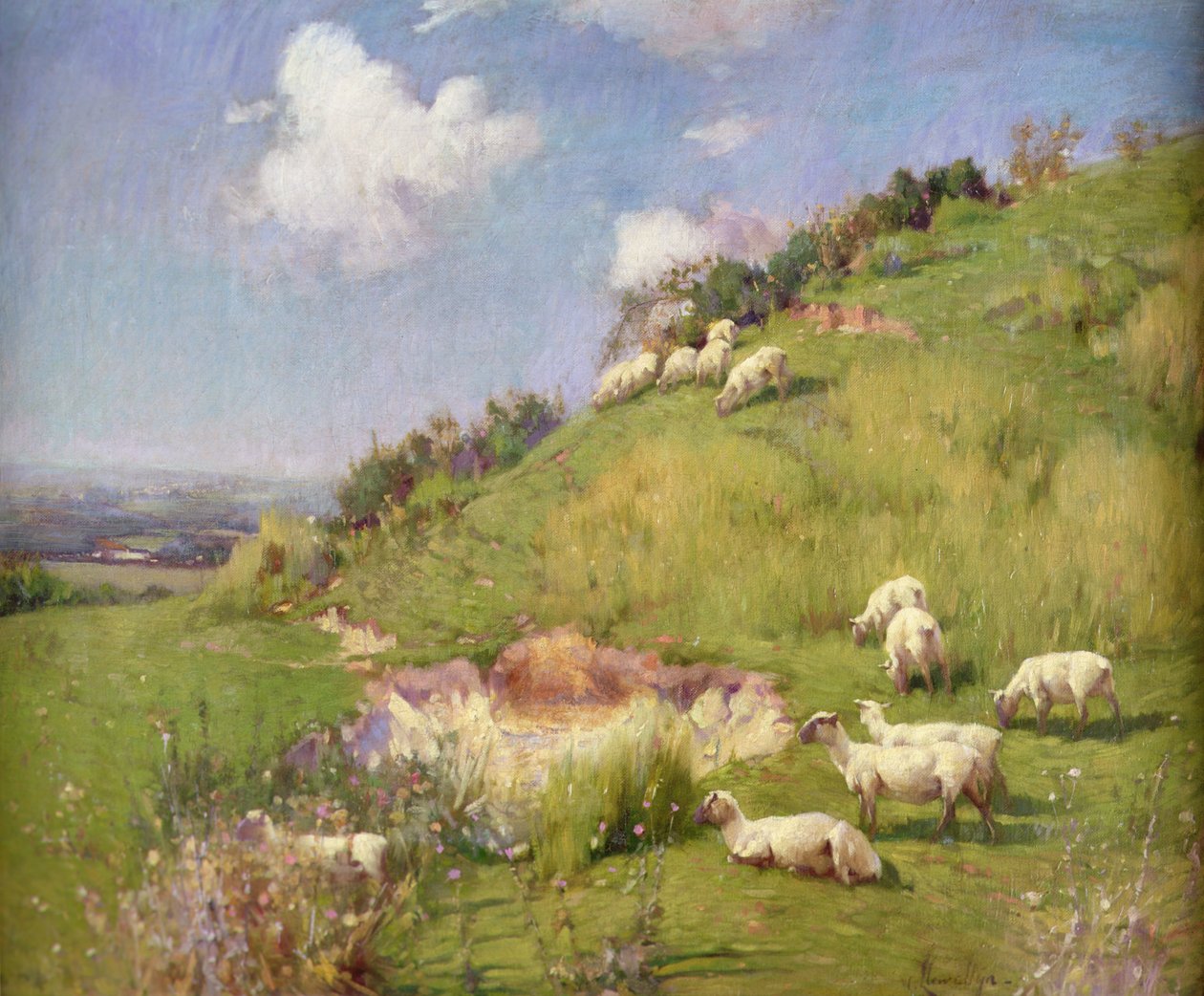 Sheep on a Hill Side by William Samuel Henry Llewellyn