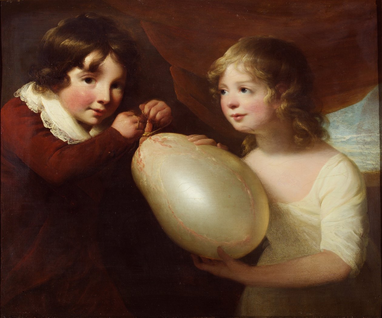 Two children with a pig's bladder by William Tate