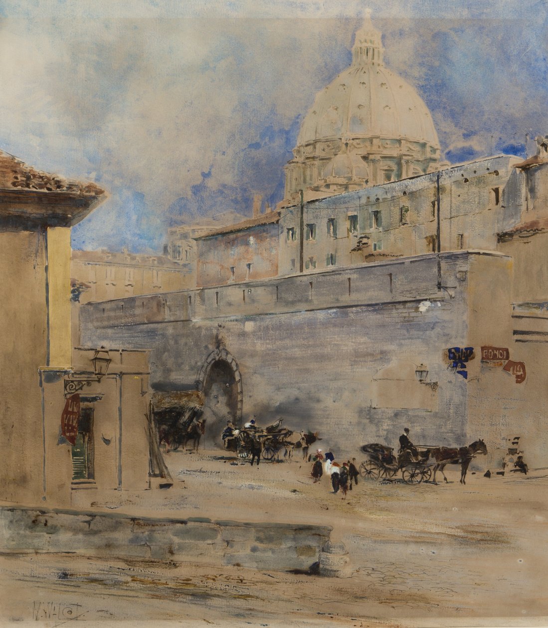 The Vatican: the Holy Office and the Dome of St Peters, Rome by William Walcot