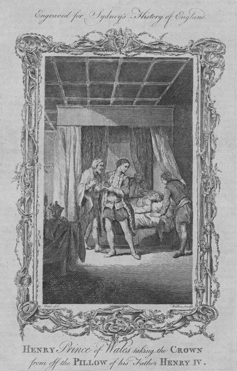 Henry Prince of Wales Taking the Crown from Off the Pillow of His Father Henry IV, 1773 by William Walker