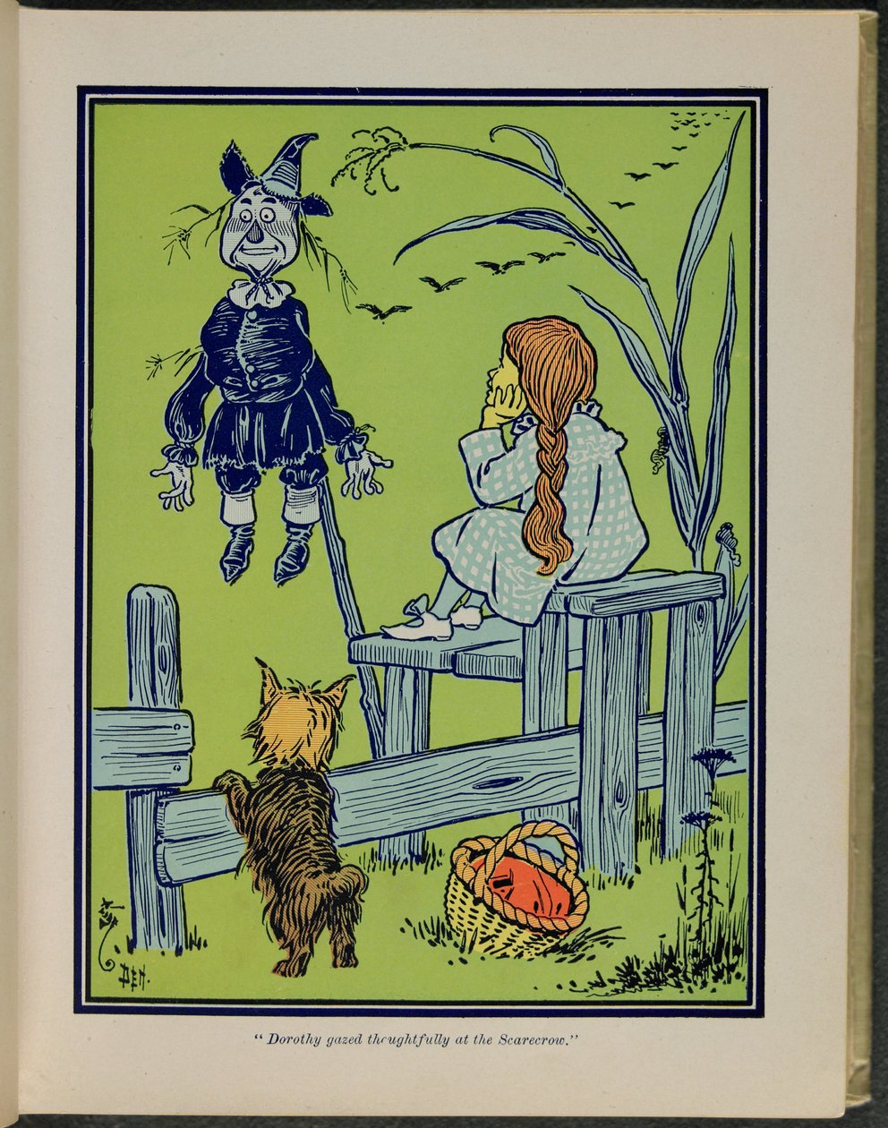 "Dorothy Gazes Thoughtfully at the Scarecrow", Illustration from "The Wonderful Wizard of Oz" by Lyman Frank Baum by William Wallace Denslow