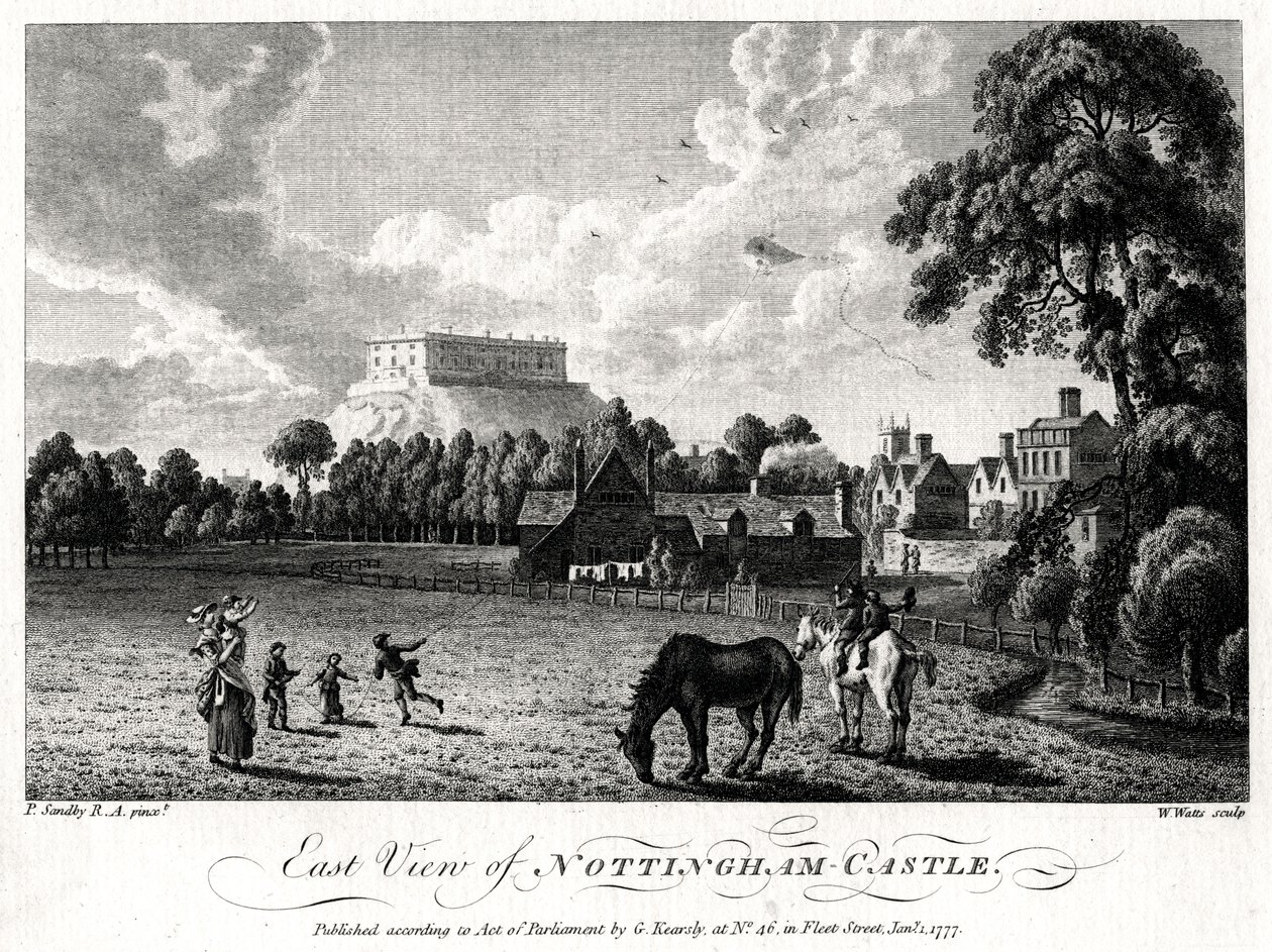 East view of Nottingham Castle, Nottinghamshire, 1777 by William Watts