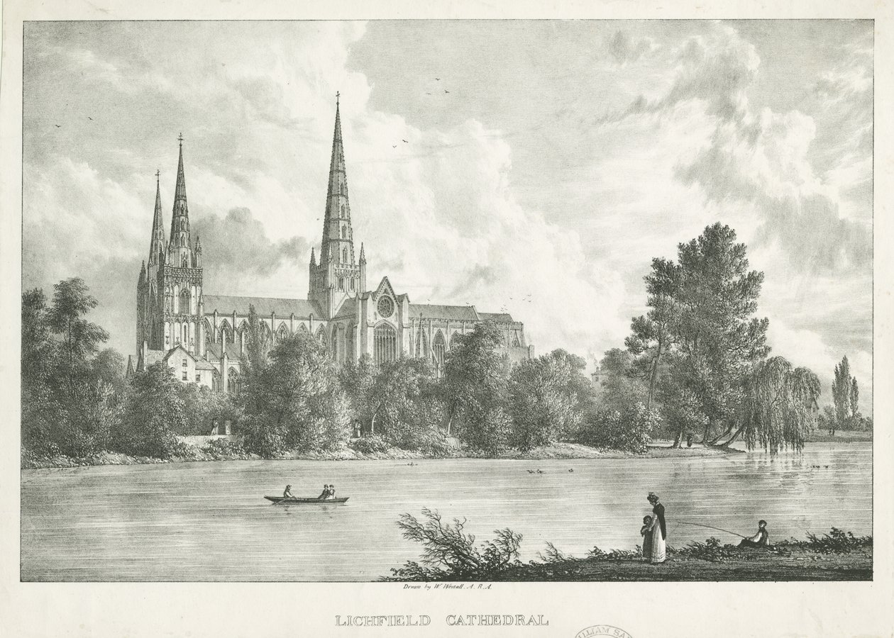 Lichfield Cathedral - South View by William Westall