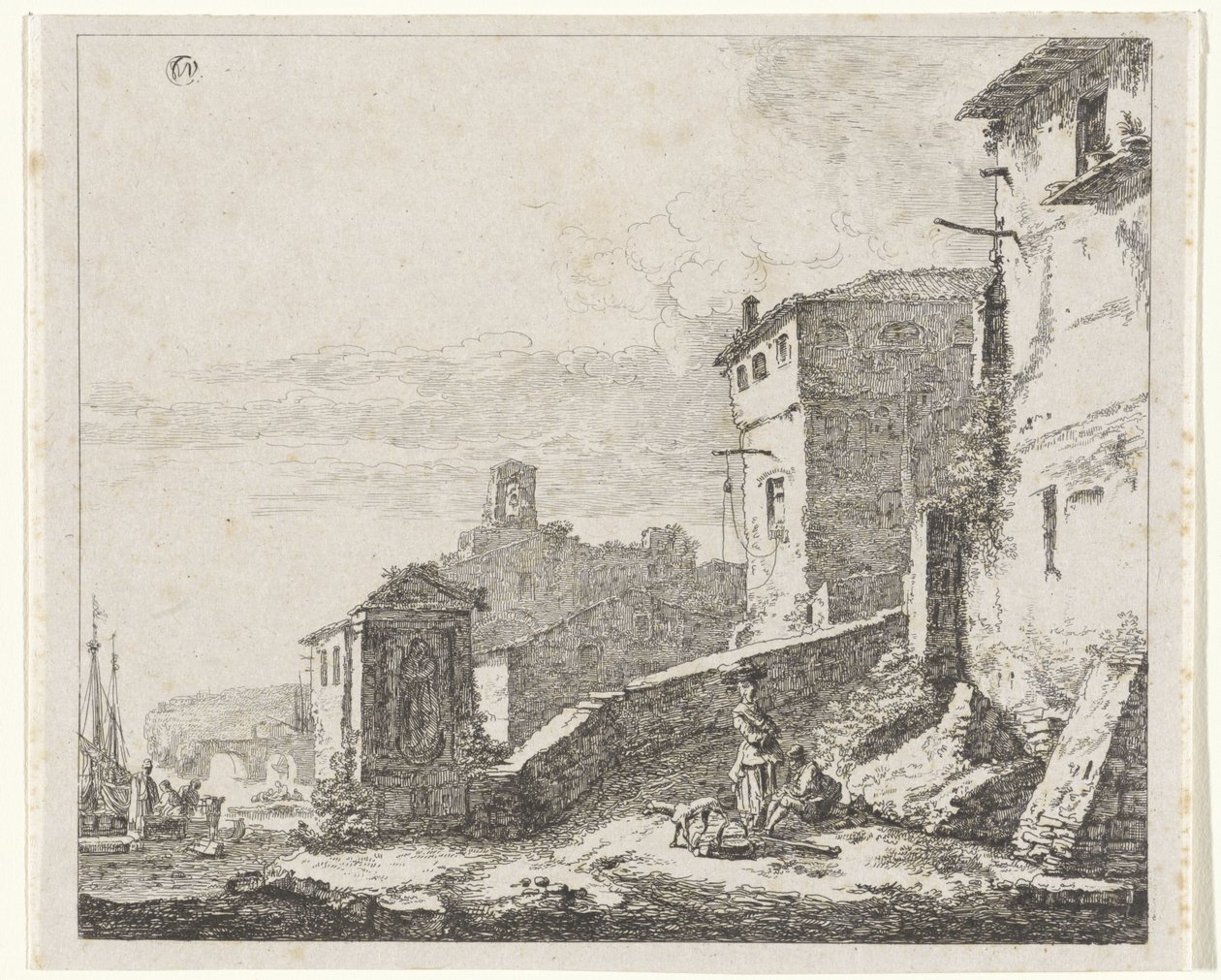 View of a Village by a Harbor by William Young Ottley (possibly)