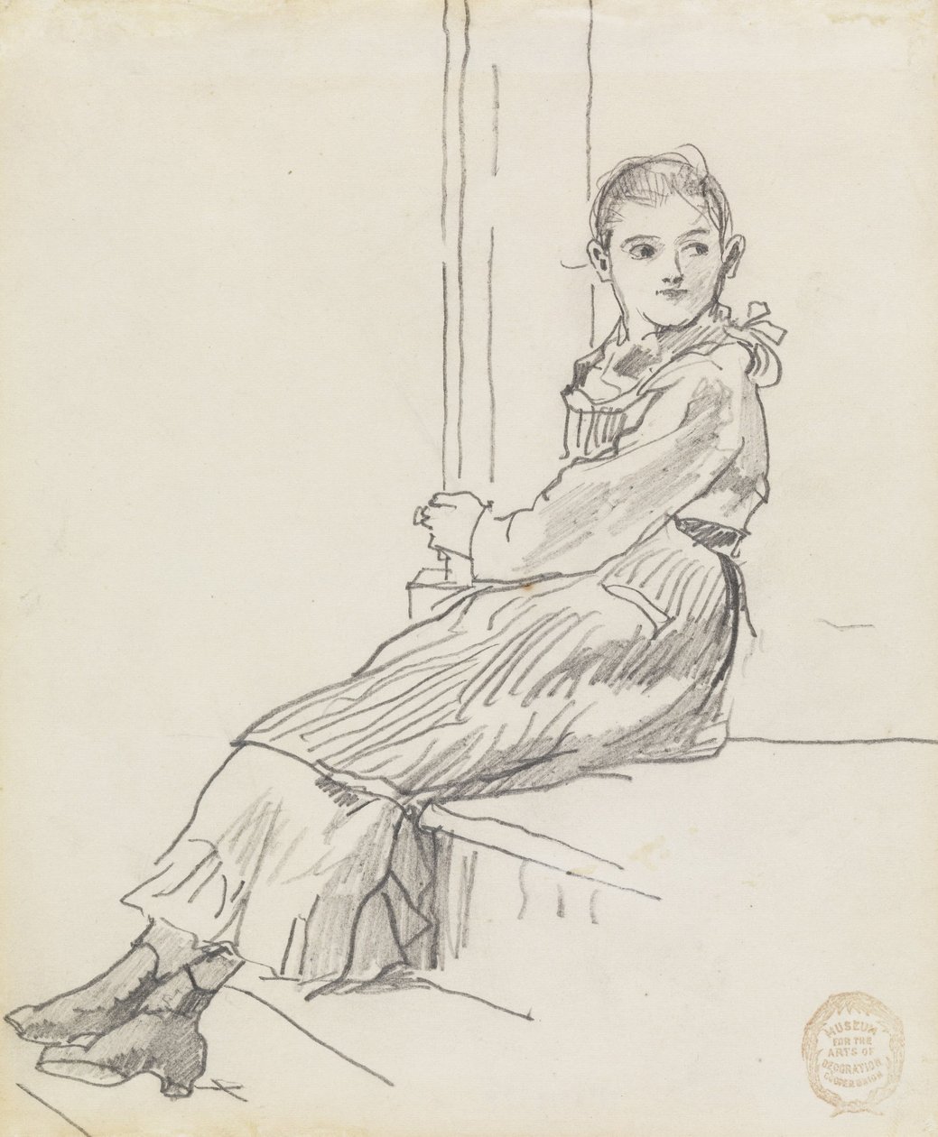 Girl Seated on a Porch Step by Winslow Homer