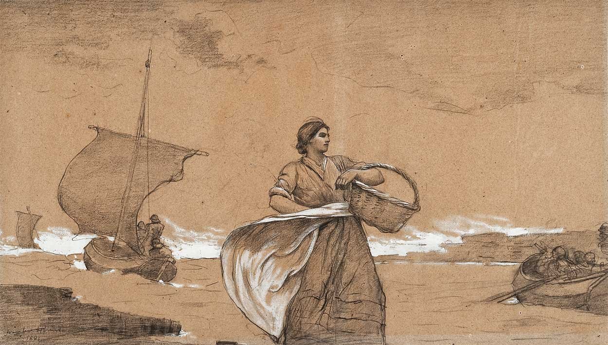 Windy Day, Cullercoats by Winslow Homer