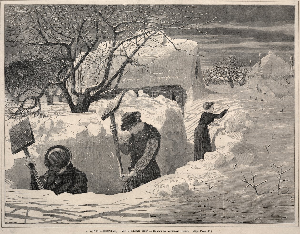 A Winter Morning, - Shovelling Out by Winslow Homer