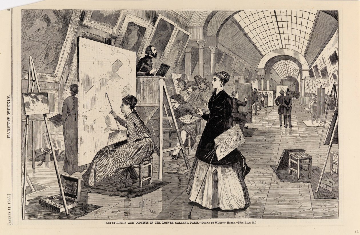Art-students and Copyists in the Louvre Gallery, Paris by Winslow Homer