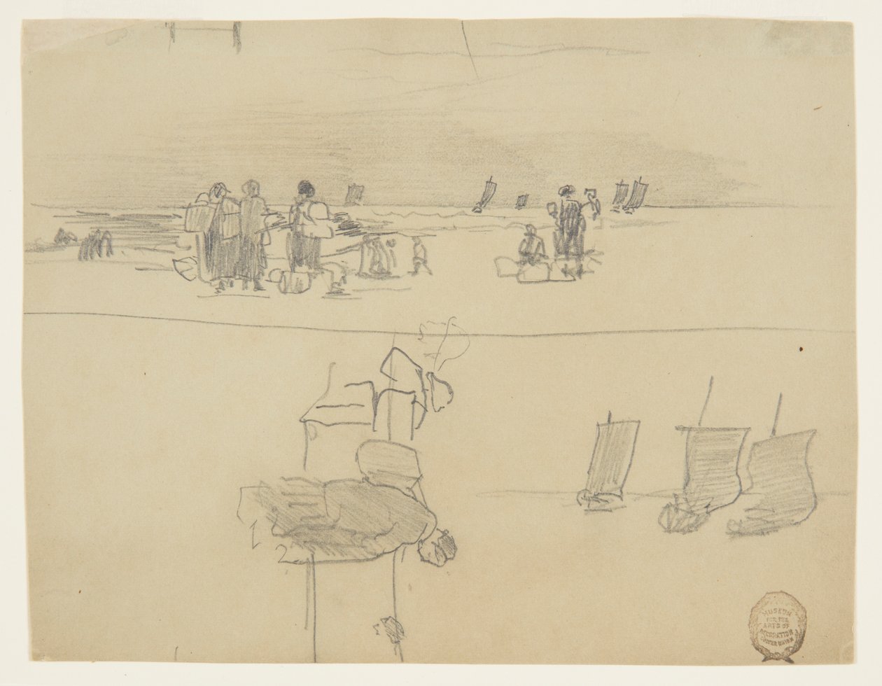 Beach Scene with Women Carrying Baskets, Cullercoats, England by Winslow Homer