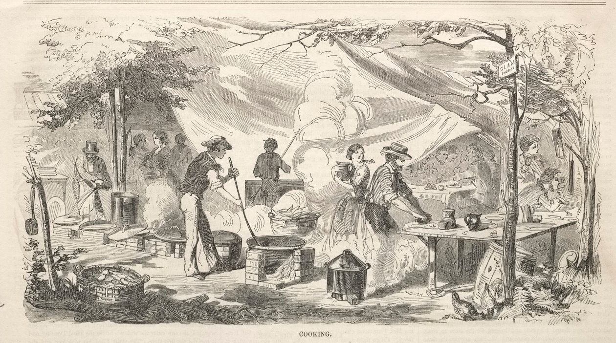 Camp Meeting Sketches: Cooking, 1858 by Winslow Homer