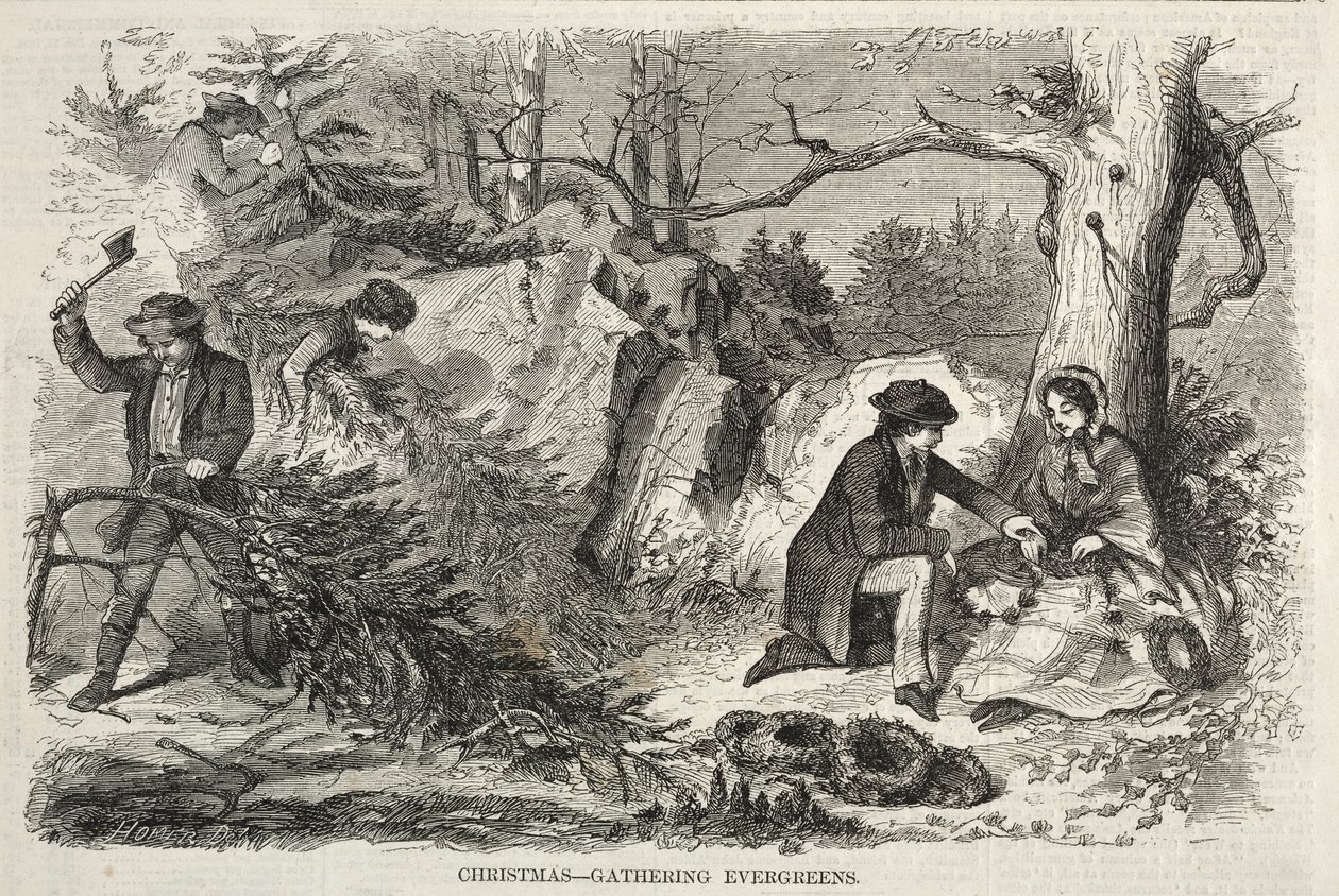 Christmas–Gathering Evergreens by Winslow Homer