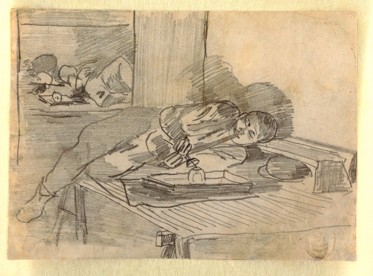 Chinese Man Smoking an Opium Pipe, a Baxter Street Club House, New York City, ca. 1874 by Winslow Homer