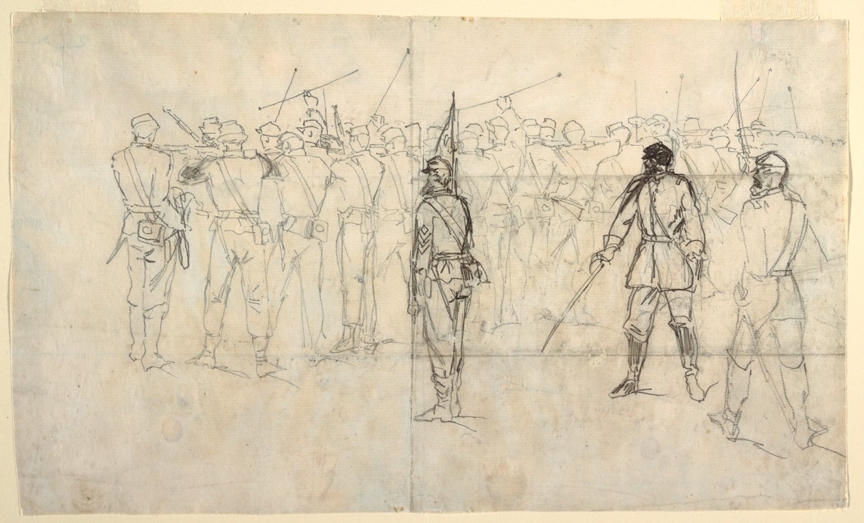 Infantry Rifle Drill, Sickles Regiment, 1862 by Winslow Homer