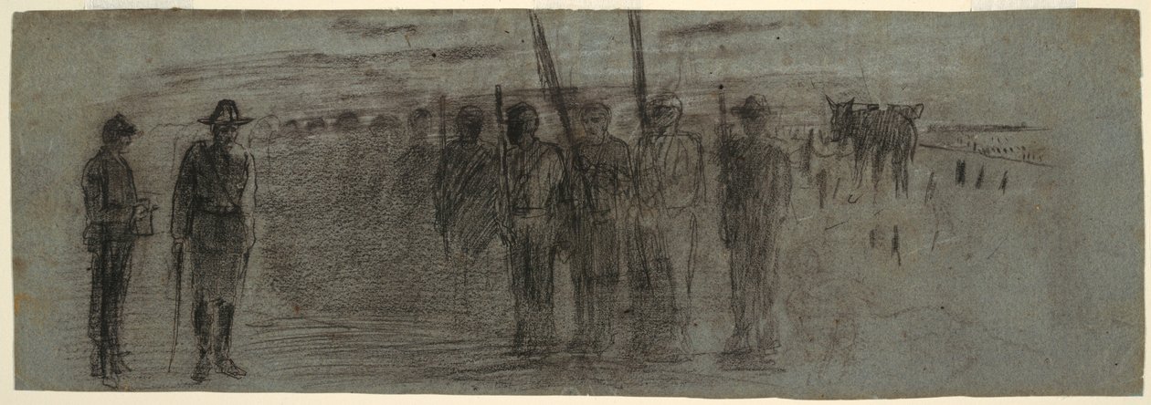 Officer and Aide Inspecting a Squadron, possibly 1864 by Winslow Homer