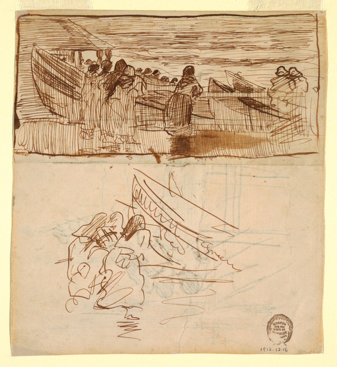 Two Studies of Women Watching the Launching of Dories, Cullercoats, England, 1881 by Winslow Homer
