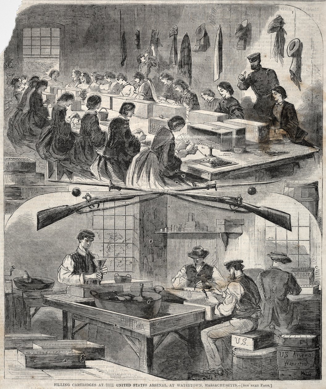 Filling Cartridges at the United States Arsenal, Watertown, Massachusetts by Winslow Homer