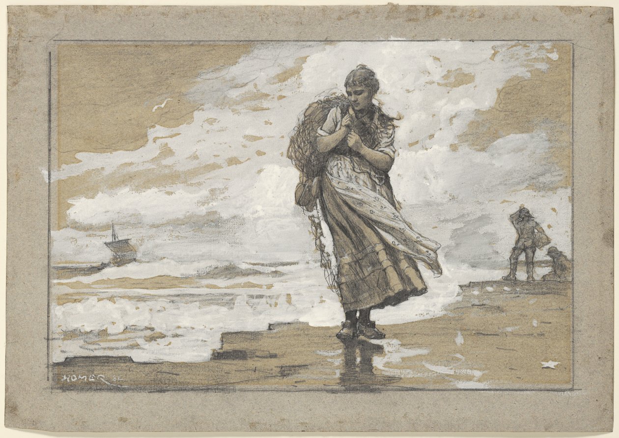 Fisher Girl with Net by Winslow Homer