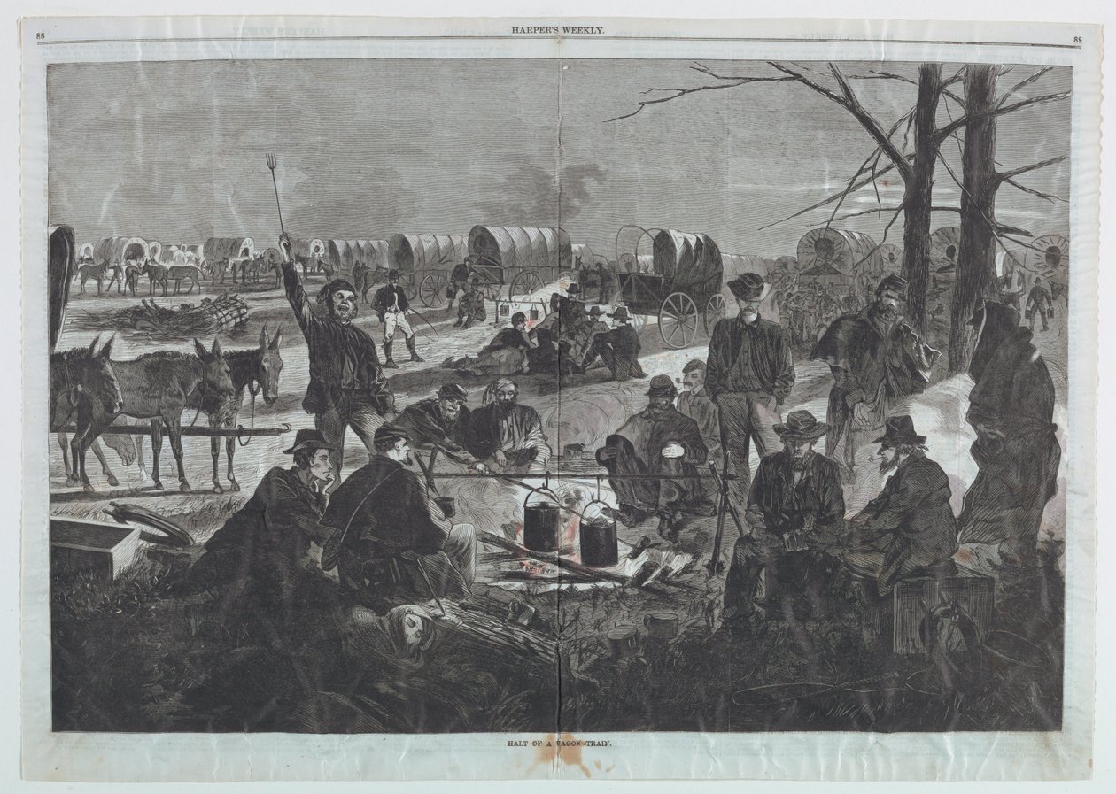 Halt of a Wagon-train, from Harper