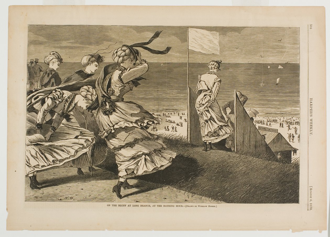On the Bluff at Long Branch, at the Bathing Hour by Winslow Homer