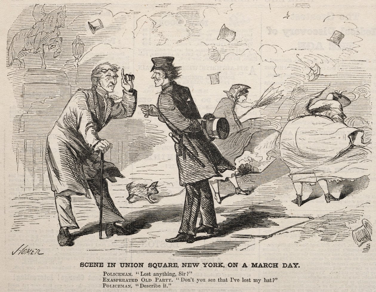 Scene in Union Square, New York, on a March Day by Winslow Homer