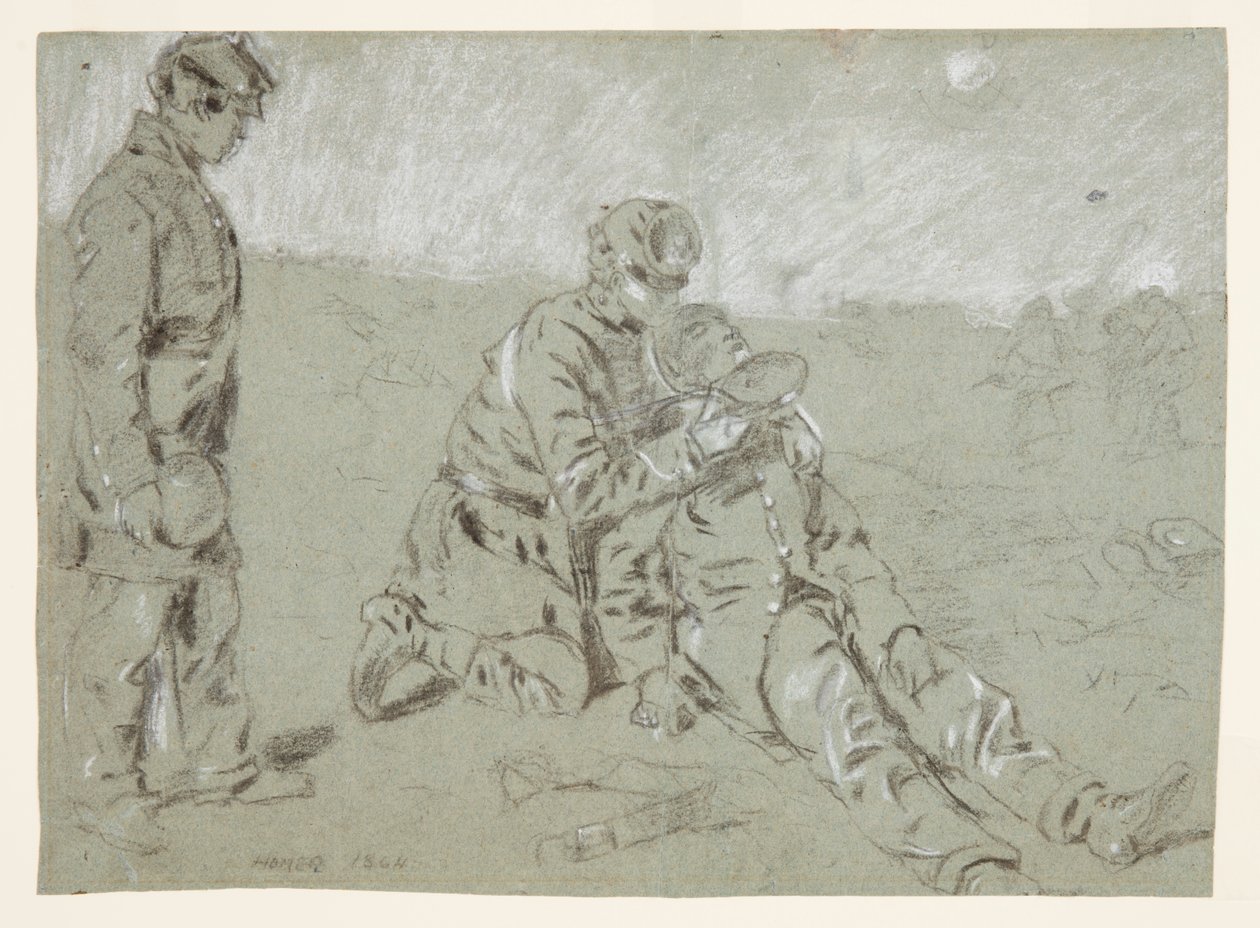 Soldier Giving Water to a Wounded Companion by Winslow Homer