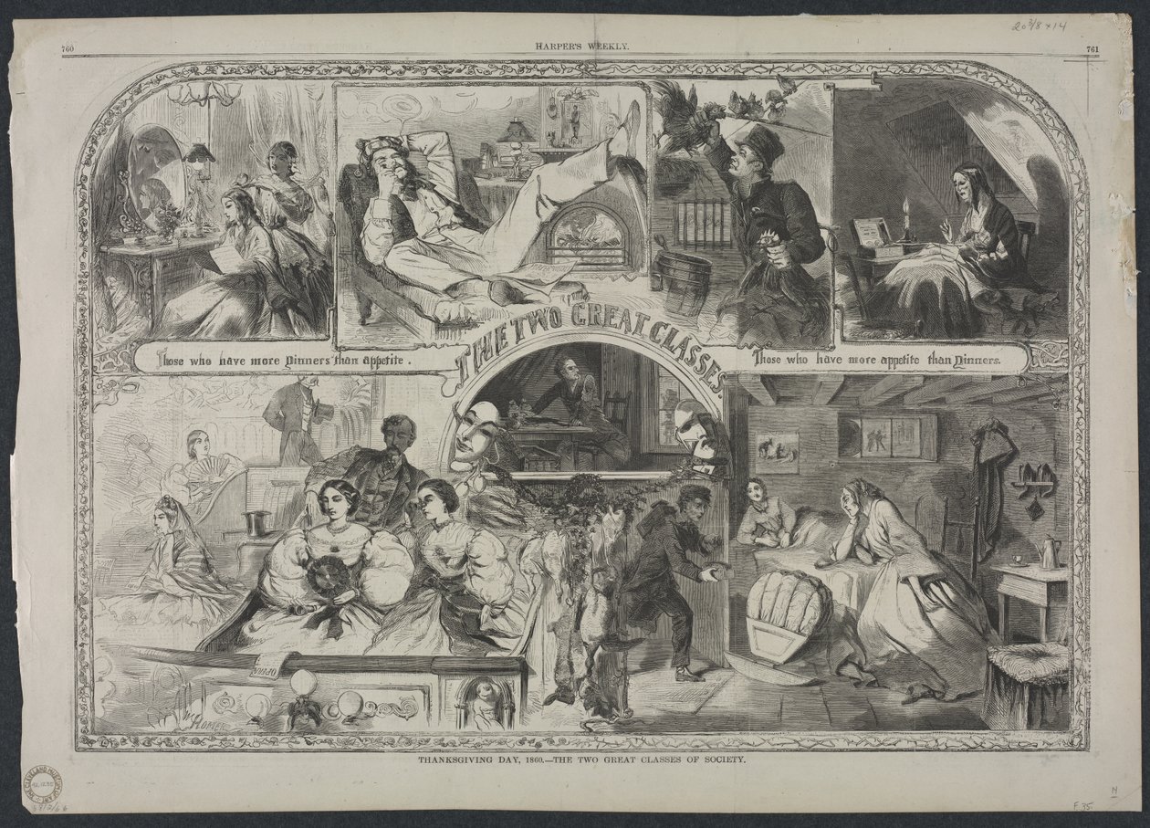 Thanksgiving Day, 1860 - The Two Great Classes of Society by Winslow Homer