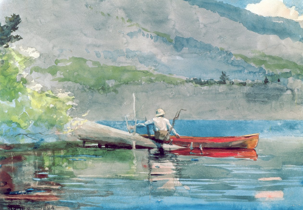The Red Canoe by Winslow Homer