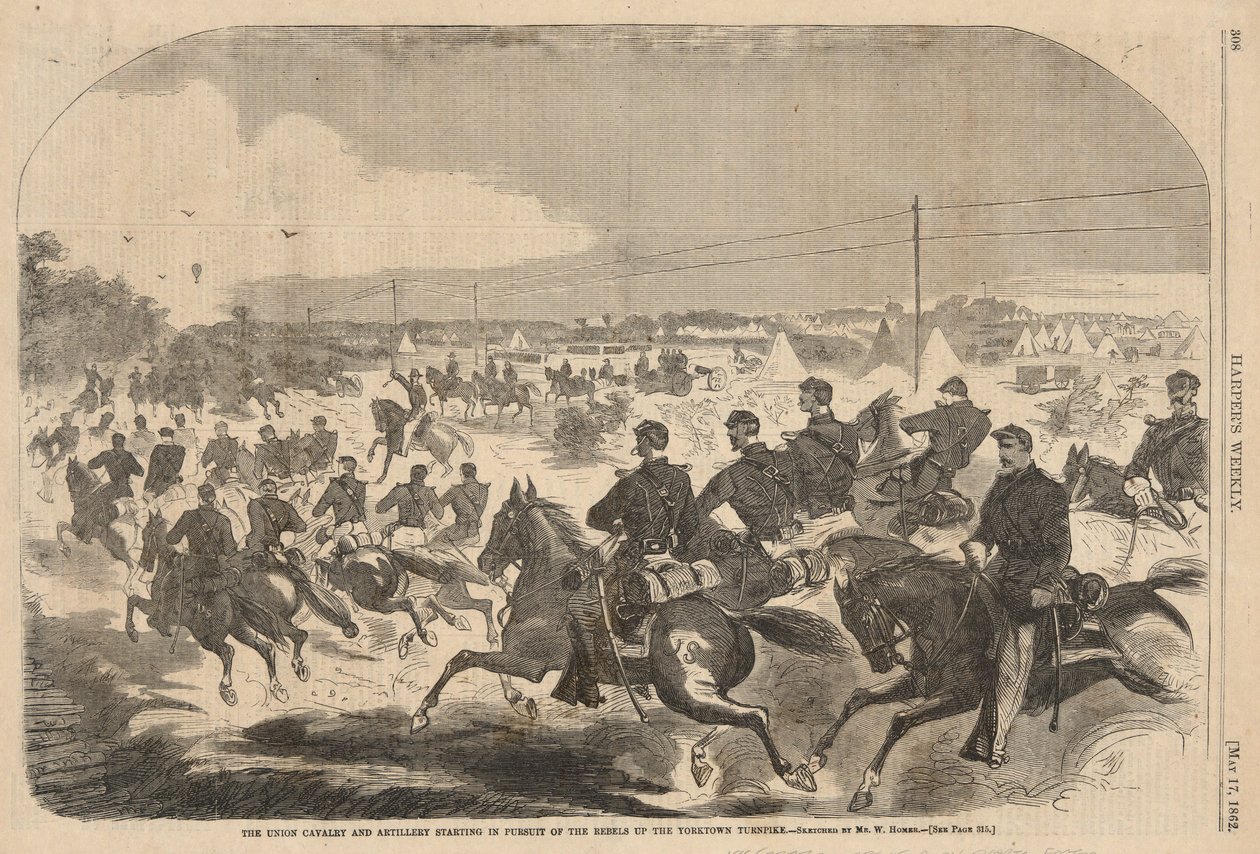 The Union Cavalry and Artillery Starting in Pursuit of the Rebels up the Yorktown Turnpike, from Harper