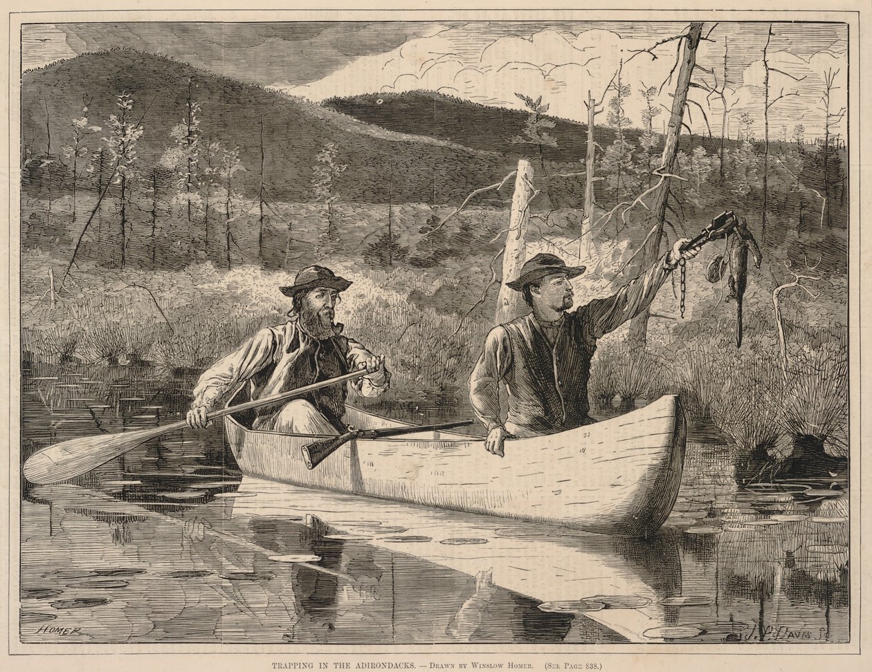 Trapping in the Adirondacks, from Every Saturday: An Illustrated Journal of Choice Reading, December 24, 1870 by Winslow Homer