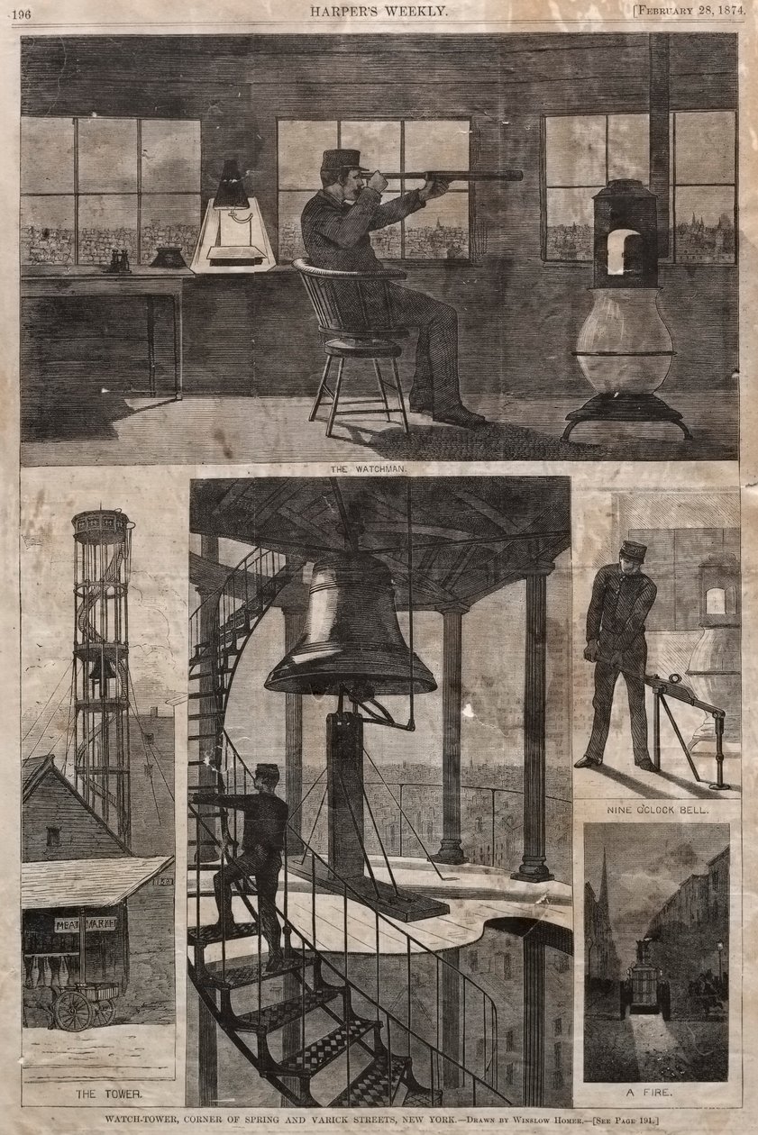 Watch-Tower, Corner of Spring and Varick Streets, New York by Winslow Homer