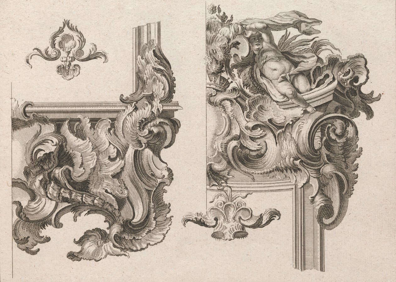 Suggestion for the Decoration of Lower Right and Top Right of an Altar Frame, Printed ca. 1750-56 by Wolffgang Christoph Mayr