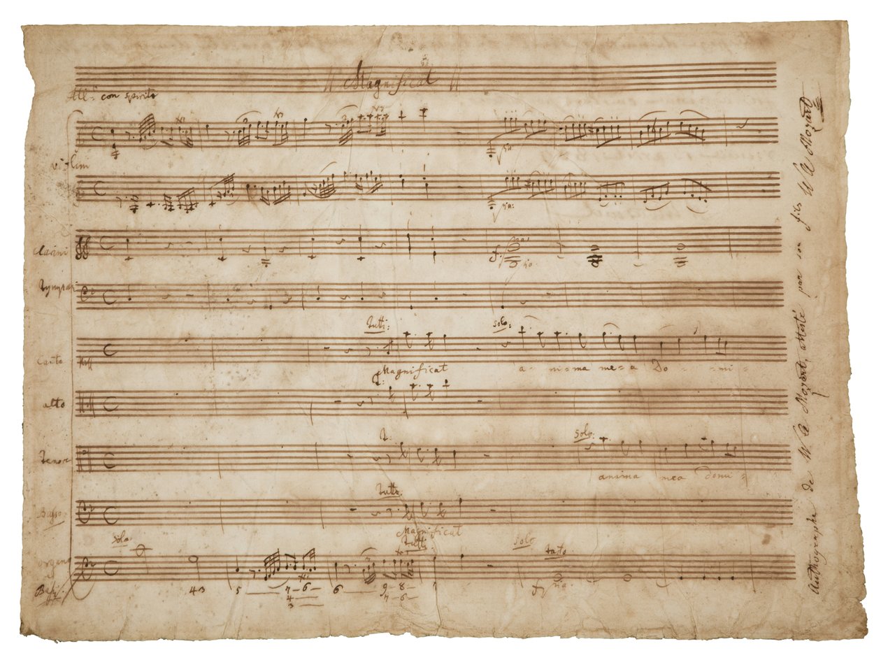 Magnificat, K. 321a. Manuscript, Score for Soloists and Choir, Organ and Orchestra by Wolfgang Amadeus Mozart