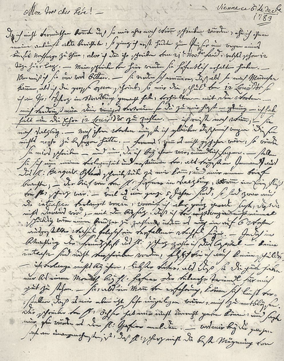 Wolfgang Amadeus Mozart (1756-1791) Austrian Composer. Autograph Letter to His Father. Vienna, December 6, 1783 by Wolfgang Amadeus Mozart