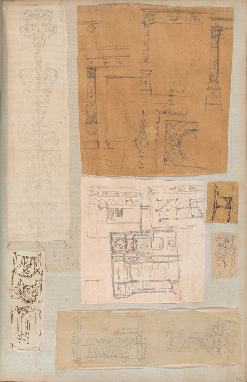 Page from a Scrapbook Containing Drawings and Several Prints of Architecture by Workshop of Charles Percier, Workshop of Pierre