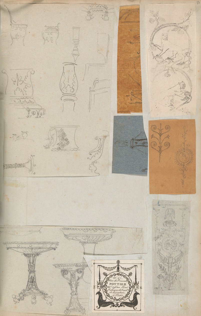 Page from a Scrapbook Containing Drawings and Several Prints of Architecture by Workshop of Charles Percier, Workshop of Pierre