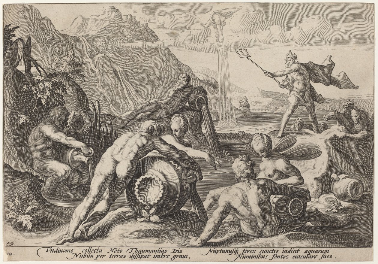 Neptune Plotting the Destruction of Man by Workshop of Hendrick Goltzius, after Hendrick Goltzius