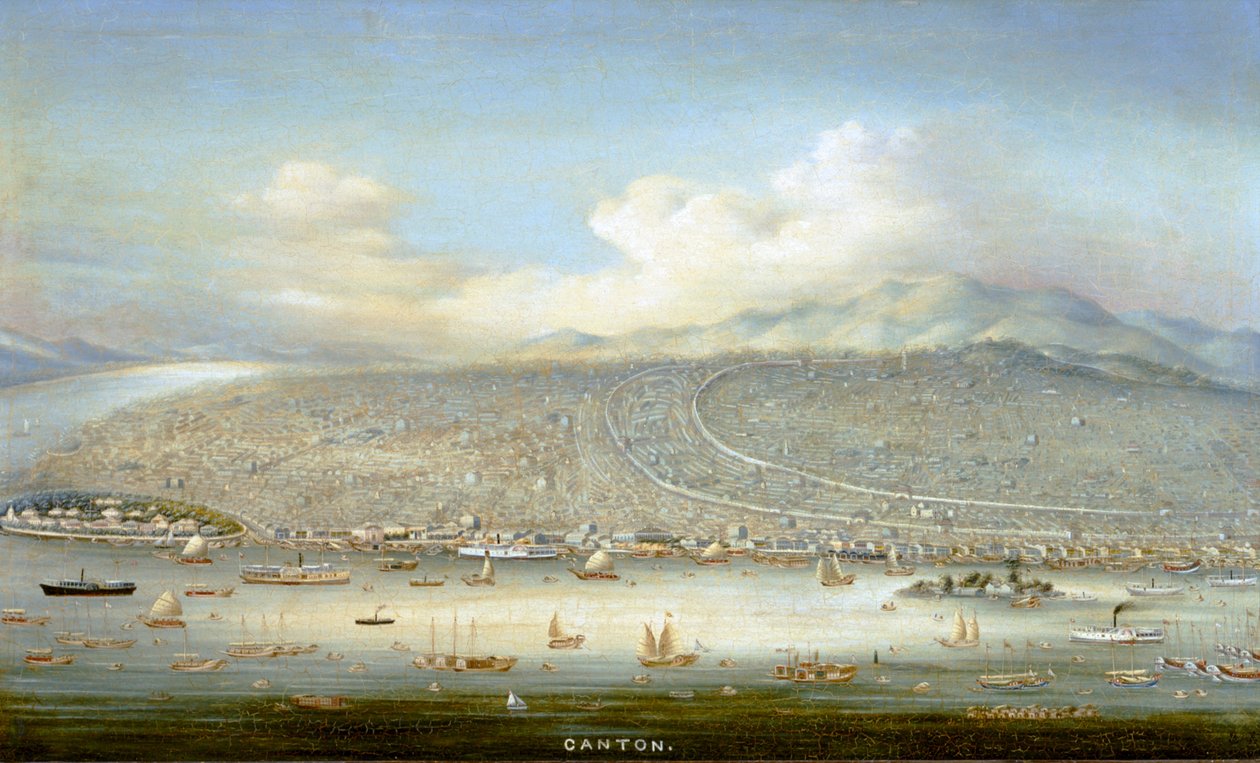 View of Canton with Shamian Island in 1865, c.1880 by Yichang Yichang