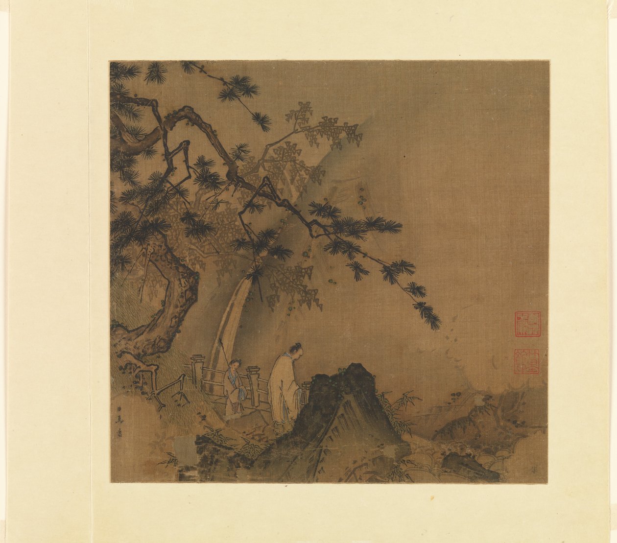 Scholar Viewing a Waterfall, Early 13th Century by Yuan Ma