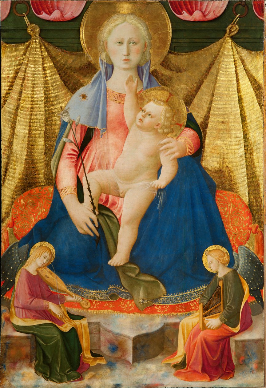Madonna of Humility with Two Musician Angels, c. 1450 by Zanobi Strozzi