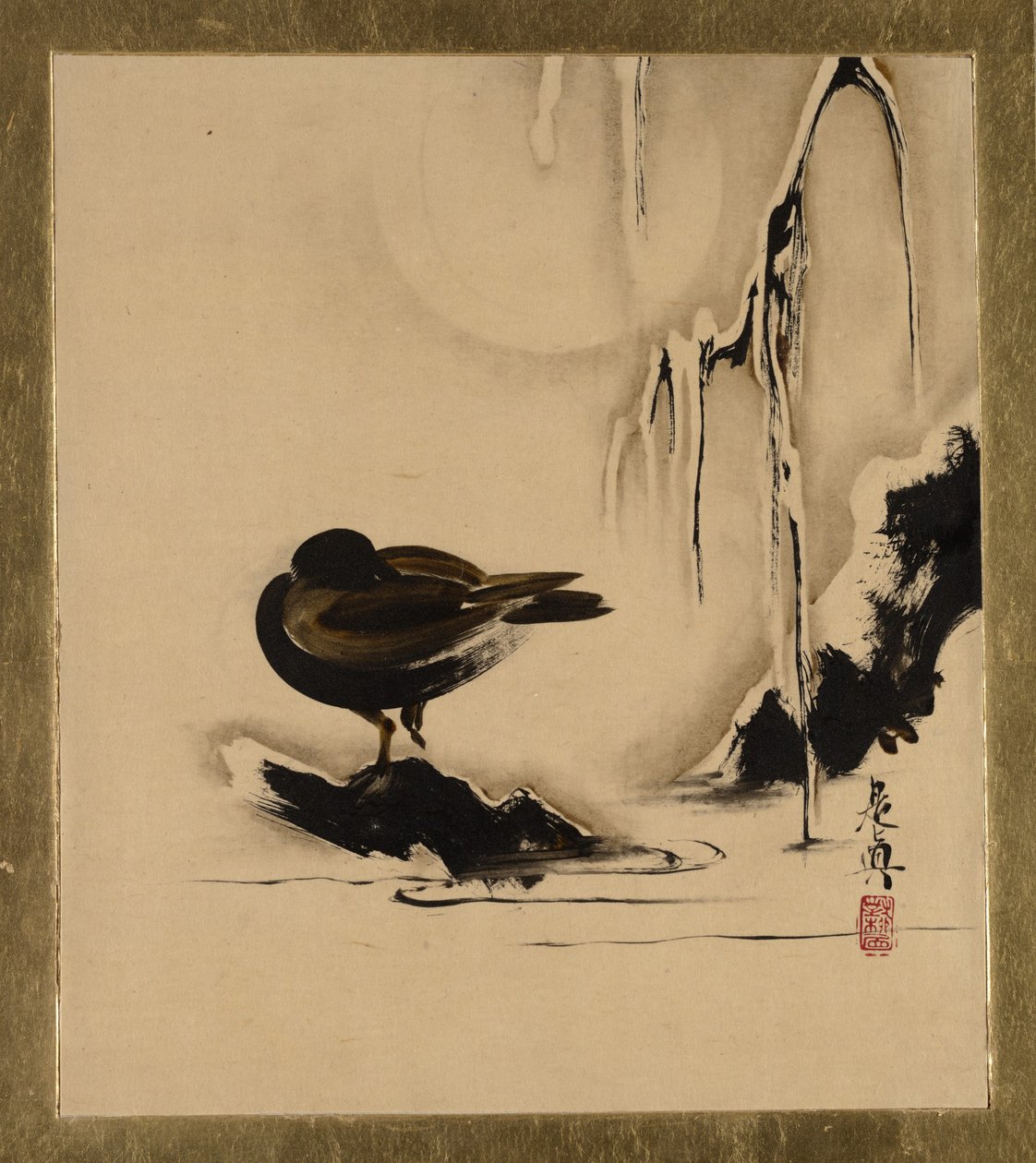 Bird and Willow in Snow by Zeshin Shibata