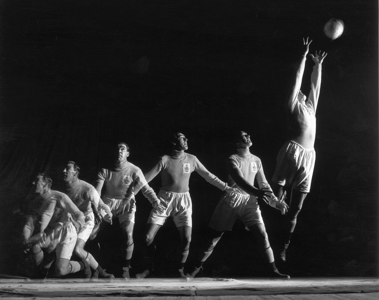 Frank Swift, British goalkeeper, multiple exposure, January 1949 by Zoltan Glass
