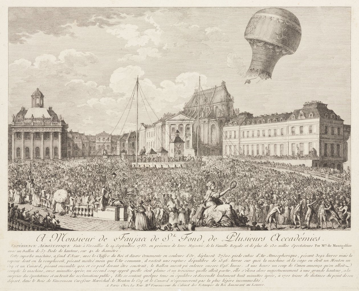 Ascent of a Montgolfier Balloon at Versailles by Frederick (attr. to) Barnard