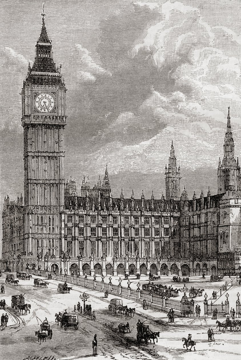 Big Ben and the Houses of Parliament, London, England, Seen Here in the 19th Century by . .