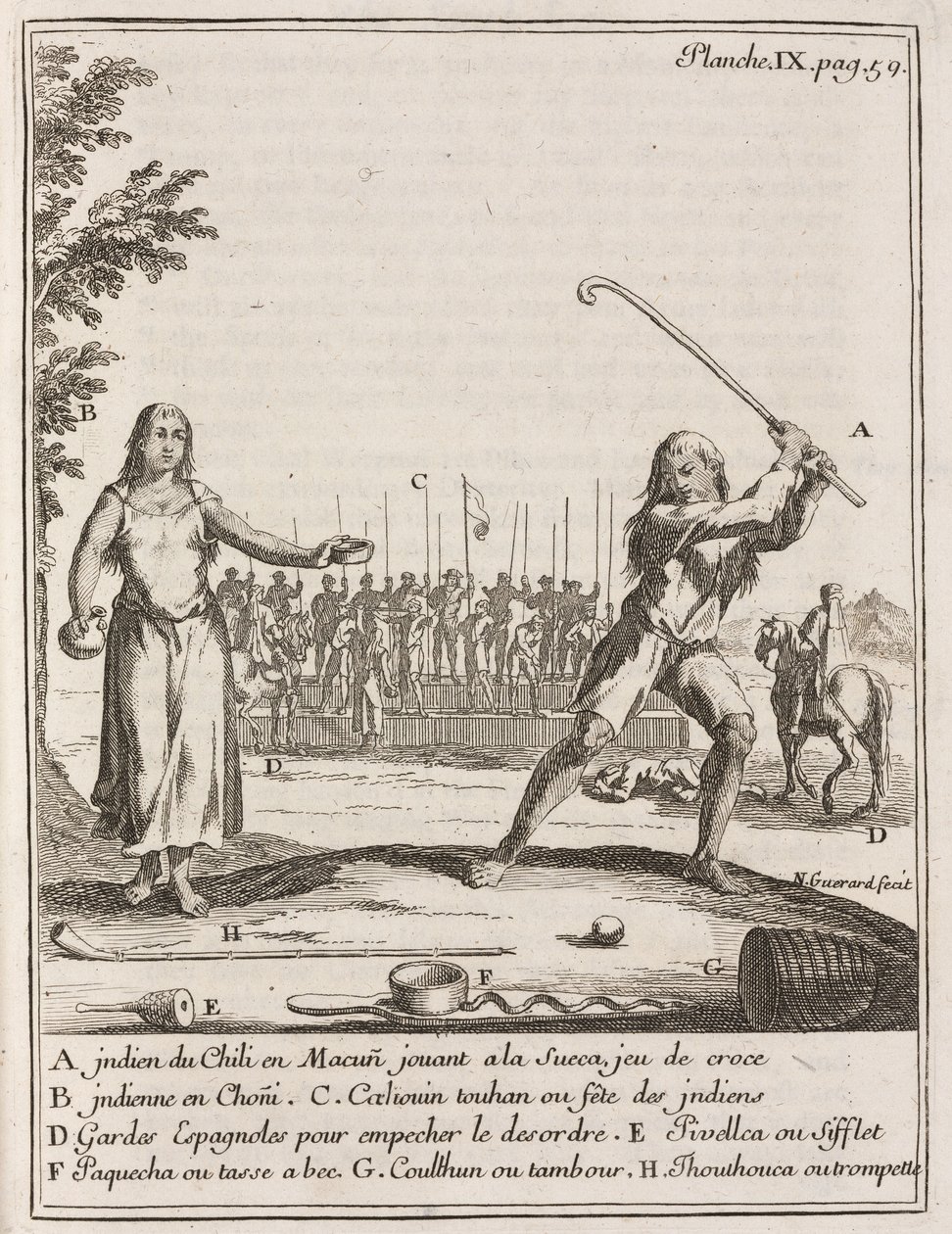 Chilean Indian Playing a Type of Hockey by Frederick (attr. to) Barnard