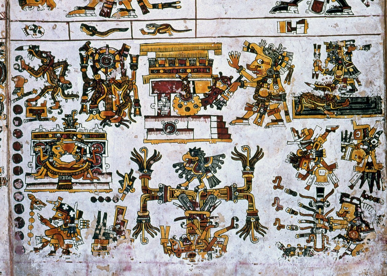 Detail from a Facsimile Copy of a Page of the Codex Borgia Showing the Four Directions and the Centre by Hippolyte Lalaise Devéria